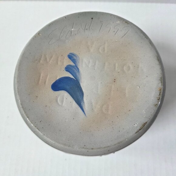 Eldreth Pottery Snowman Crock Blue Salt Glaze Christmas Winter Decor - Picture 5 of 8